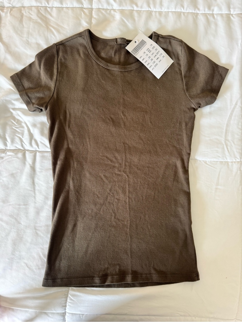 Brandy Melville Short Sleeve Crew Neck Tee in Brown